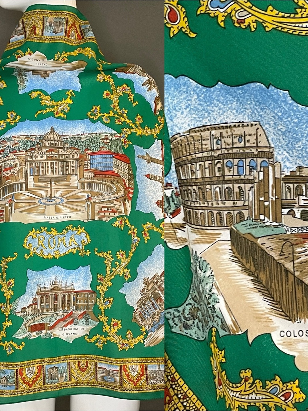 Vintage Rome Roma Souvenir Scarf 30 In Sq Excellent Condition